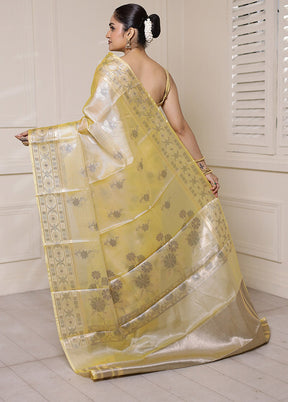 Cream Tissue Silk Saree With Blouse Piece