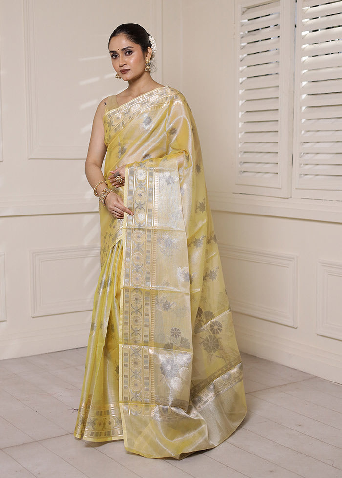 Cream Tissue Silk Saree With Blouse Piece