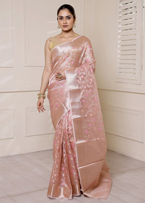 Pink Tissue Silk Saree With Blouse Piece