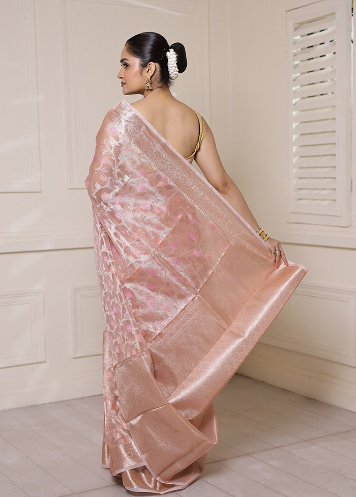 Pink Tissue Silk Saree With Blouse Piece