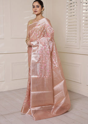 Pink Tissue Silk Saree With Blouse Piece