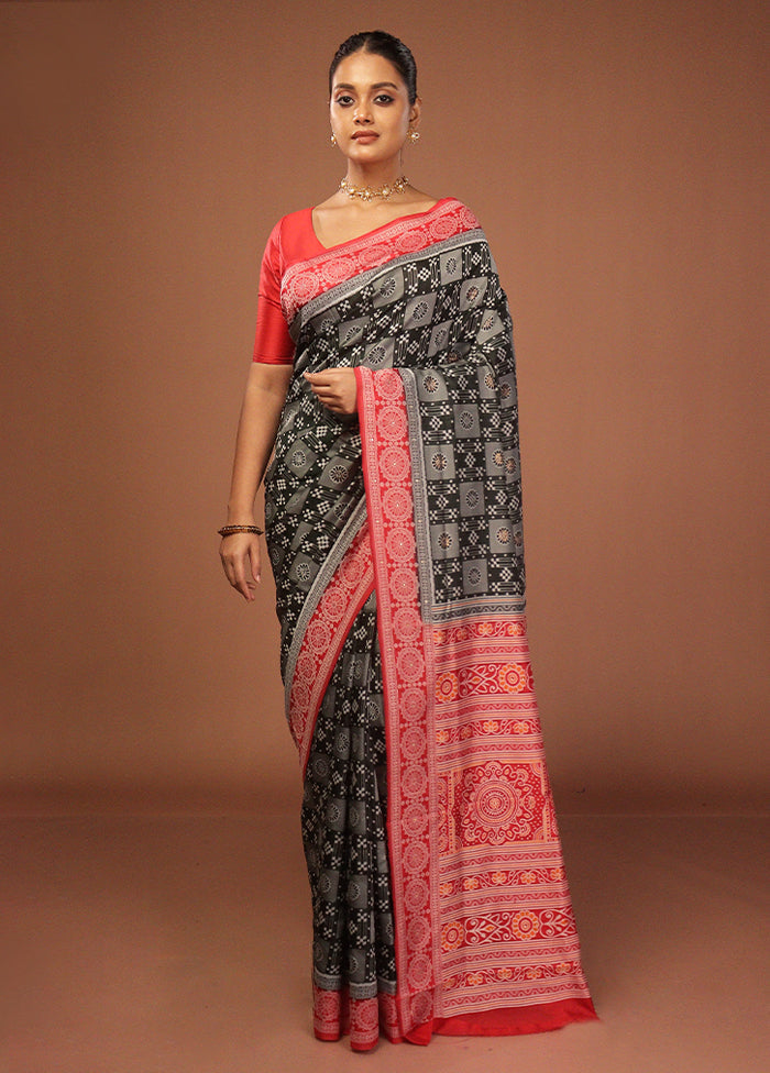 Black Bomkai Silk Saree Without Blouse Piece