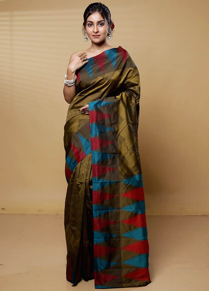 Grey Kanjivaram Silk Saree With Blouse Piece