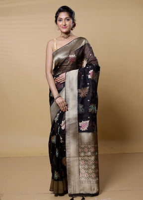 Black Organza Saree With Blouse Piece