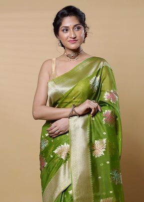 Green Organza Saree With Blouse Piece