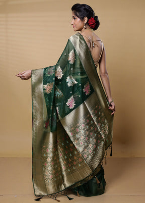 Green Organza Saree With Blouse Piece