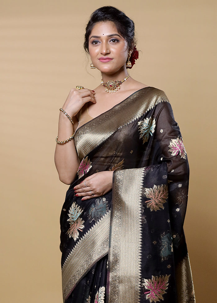 Black Organza Saree With Blouse Piece