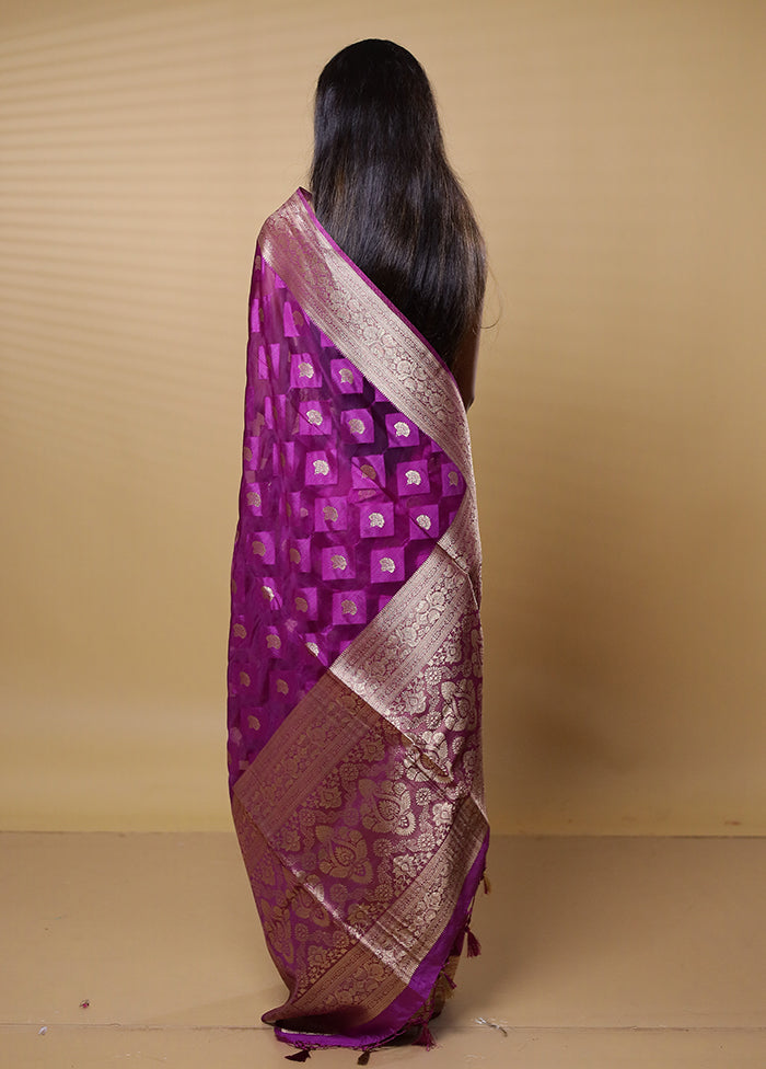 Purple Dupion Silk Saree With Blouse Piece