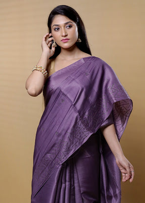 Purple Dupion Silk Saree With Blouse Piece