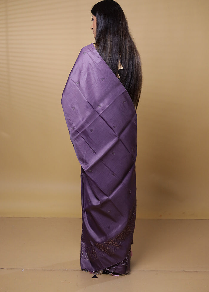 Purple Dupion Silk Saree With Blouse Piece