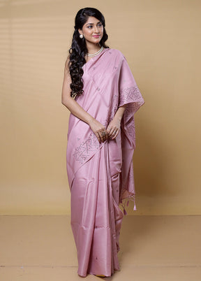 Pink Dupion Silk Saree With Blouse Piece