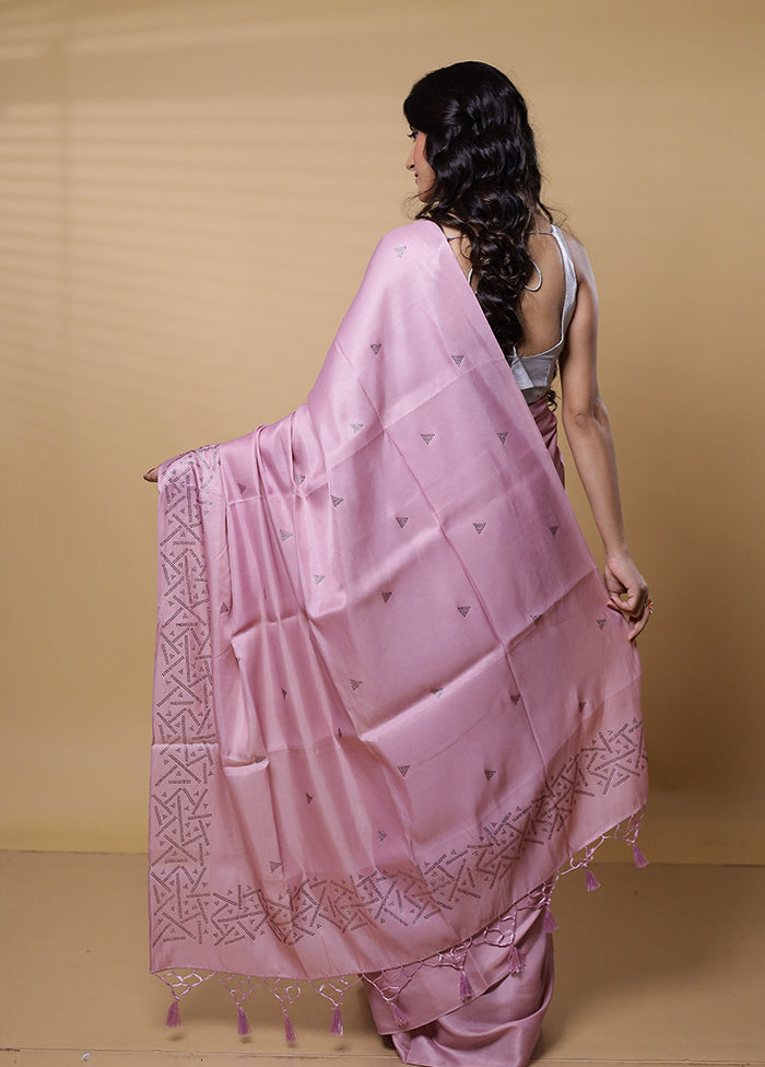 Pink Dupion Silk Saree With Blouse Piece