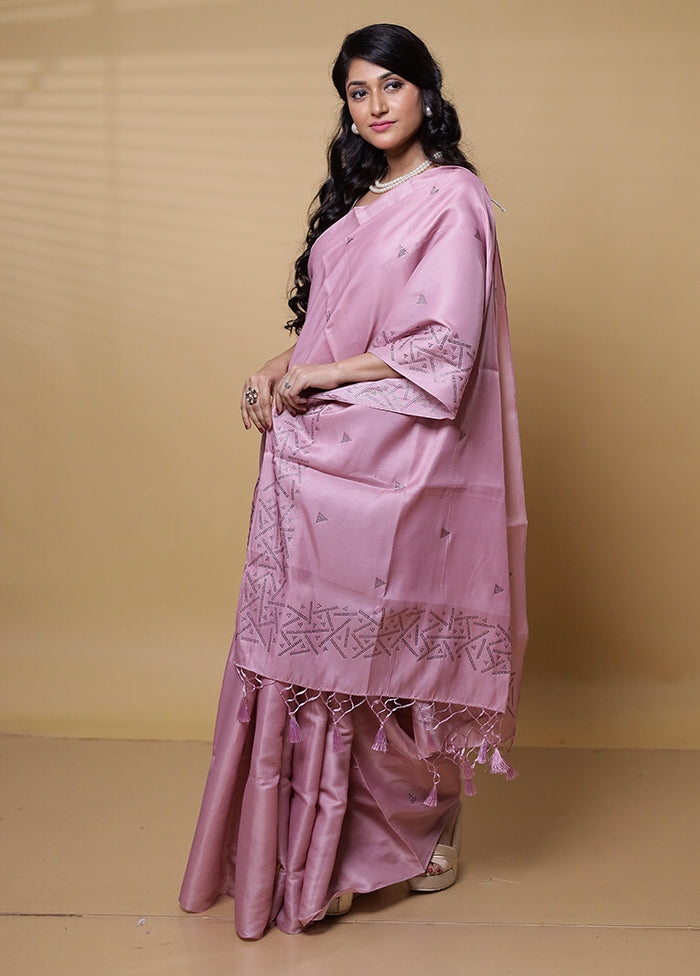 Pink Dupion Silk Saree With Blouse Piece