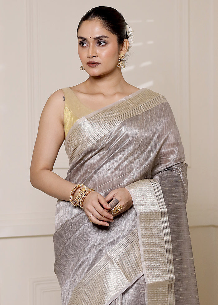 Grey Tissue Silk Saree With Blouse Piece