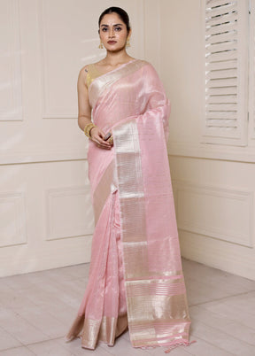 Pink Tissue Silk Saree With Blouse Piece