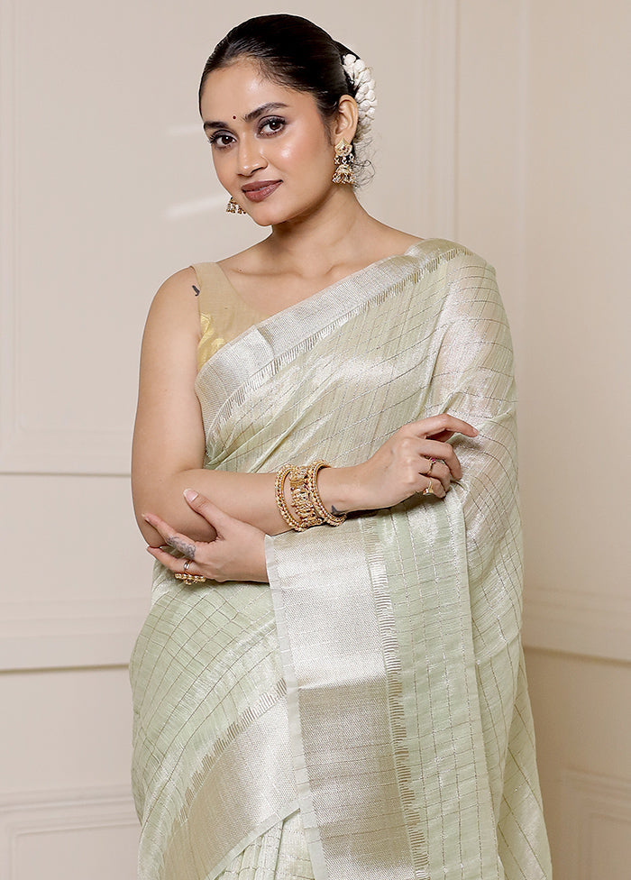 Green Tissue Silk Saree With Blouse Piece