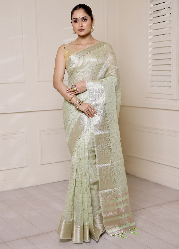 Green Tissue Silk Saree With Blouse Piece