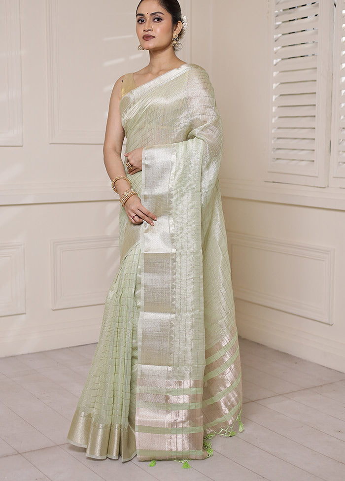 Green Tissue Silk Saree With Blouse Piece