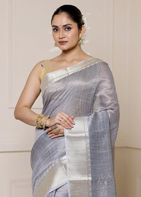 Grey Tissue Silk Saree With Blouse Piece