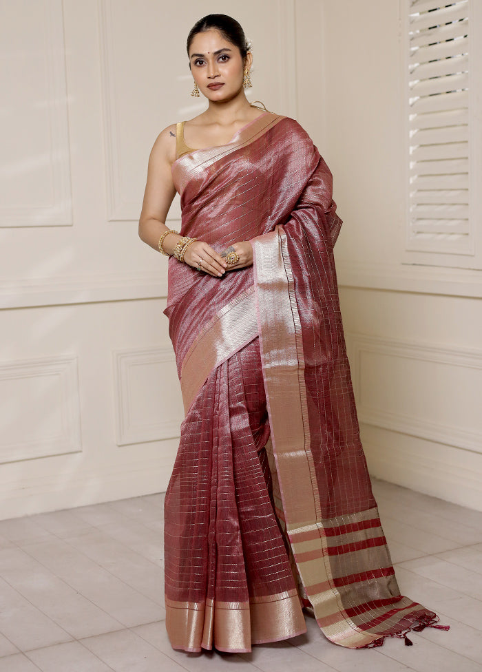 Purple Tissue Silk Saree With Blouse Piece