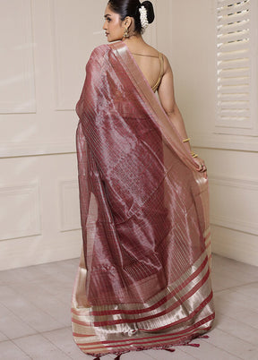 Purple Tissue Silk Saree With Blouse Piece