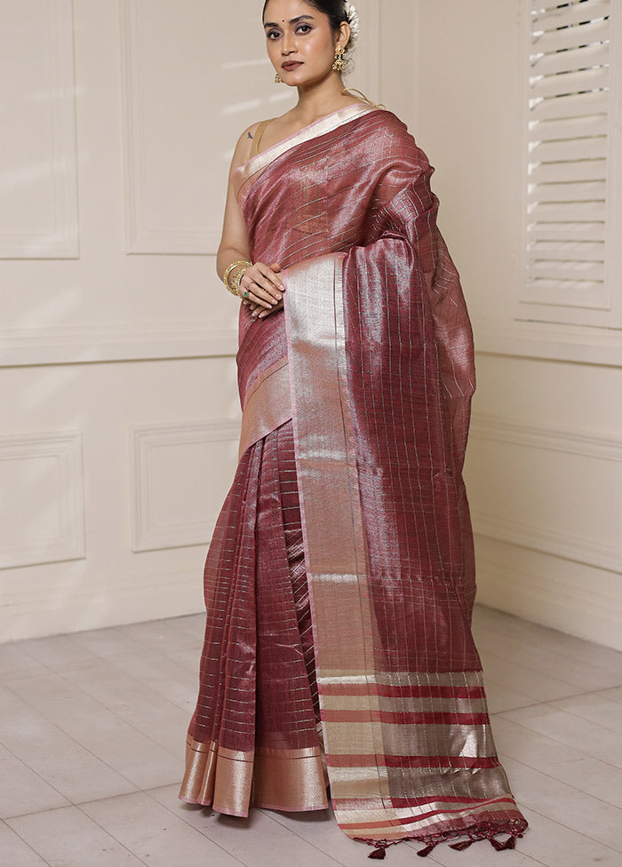 Purple Tissue Silk Saree With Blouse Piece