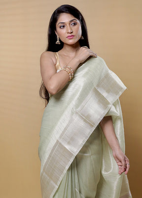 Green Tissue Silk Saree With Blouse Piece