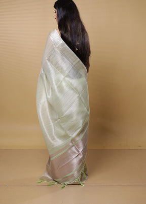 Green Tissue Silk Saree With Blouse Piece