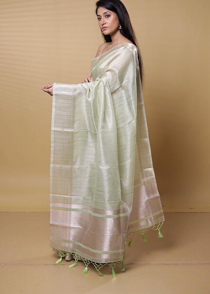 Green Tissue Silk Saree With Blouse Piece