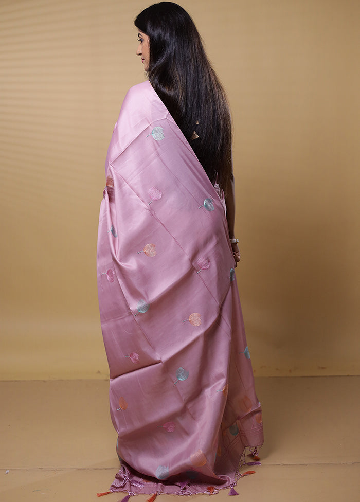 Pink Dupion Silk Saree With Blouse Piece