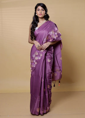 Purple Dupion Silk Saree With Blouse Piece