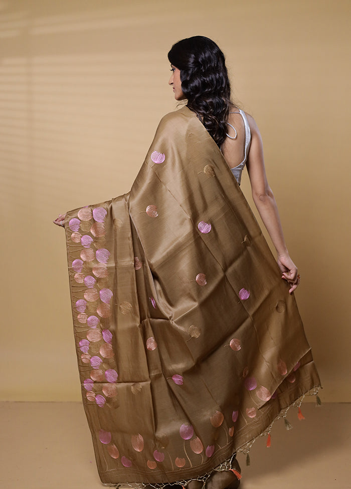 Green Dupion Silk Saree With Blouse Piece