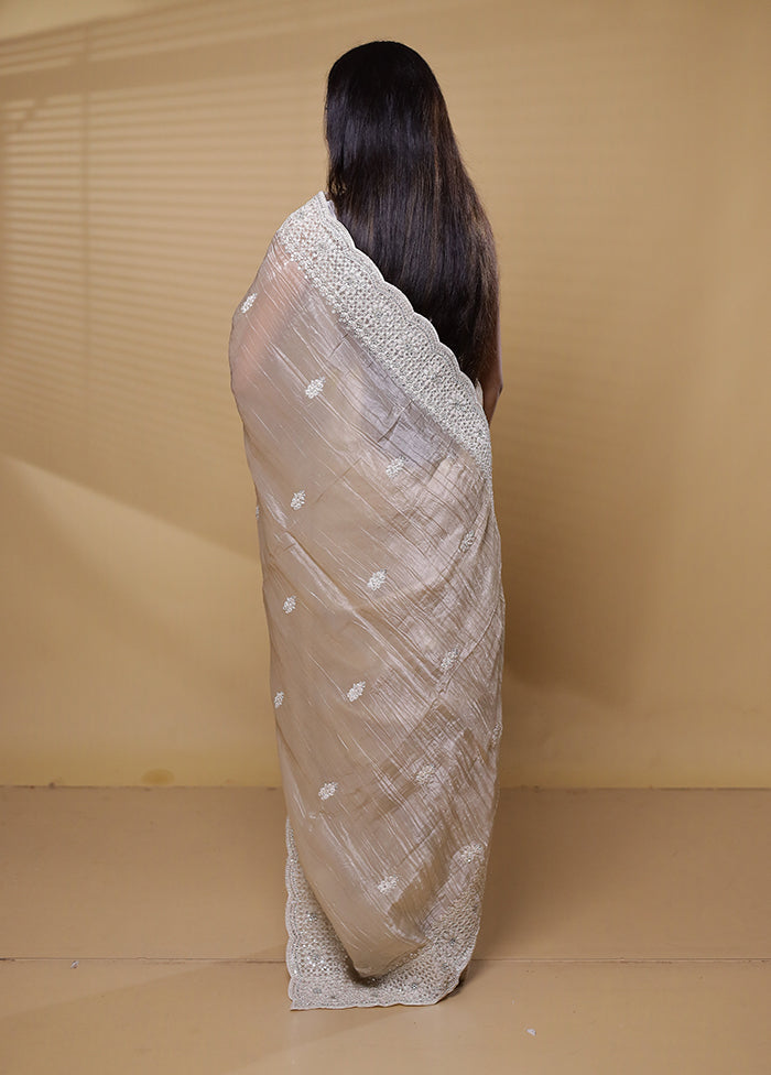 Cream Jimmy Choo Saree With Blouse Piece