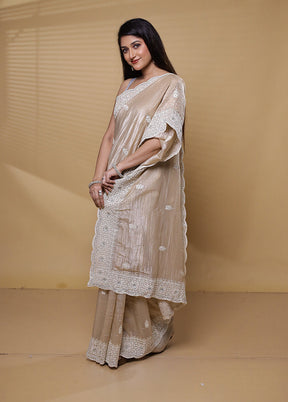 Cream Jimmy Choo Saree With Blouse Piece