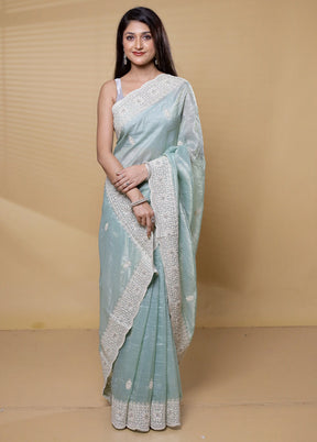 Green Jimmy Choo Saree With Blouse Piece