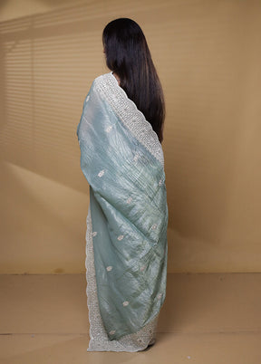 Green Jimmy Choo Saree With Blouse Piece