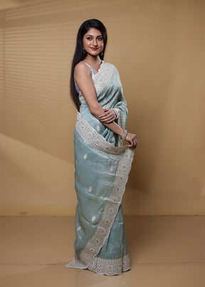 Green Jimmy Choo Saree With Blouse Piece