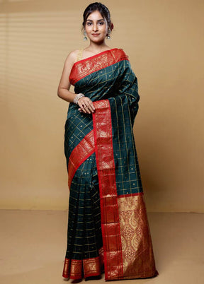 Green Kanjivaram Silk Saree With Blouse Piece