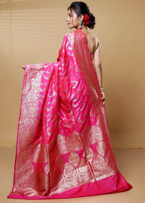 Pink Uppada Silk Saree With Blouse Piece