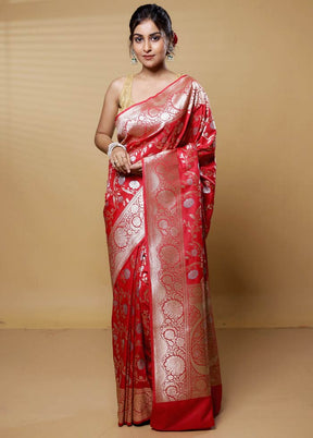 Red Uppada Silk Saree With Blouse Piece