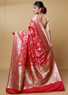 Red Uppada Silk Saree With Blouse Piece