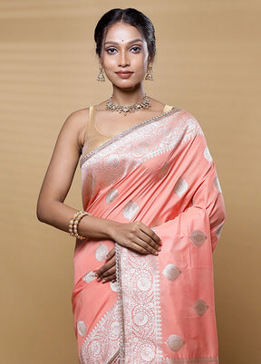 Pink Dupion Silk Saree With Blouse Piece