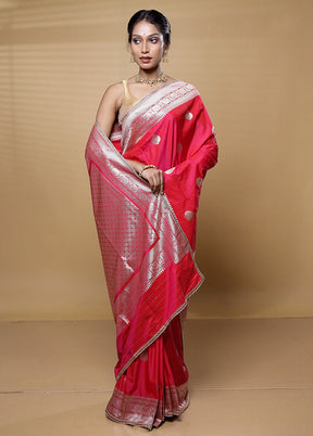 Pink Dupion Silk Saree With Blouse Piece