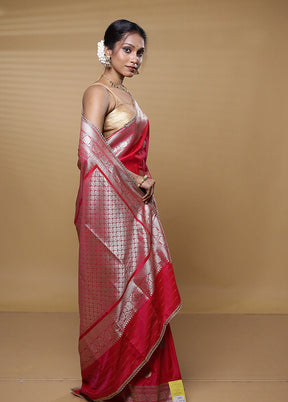 Pink Dupion Silk Saree With Blouse Piece