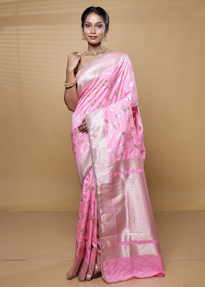 Pink Dupion Silk Saree With Blouse Piece