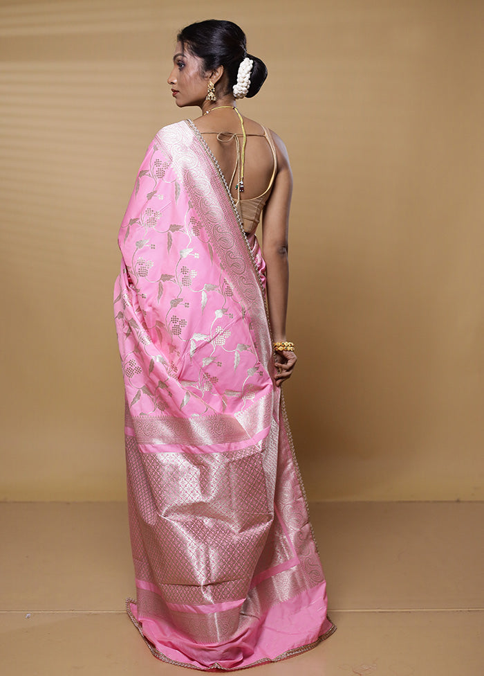 Pink Dupion Silk Saree With Blouse Piece