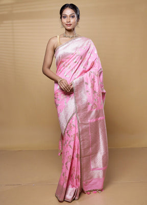 Pink Dupion Silk Saree With Blouse Piece