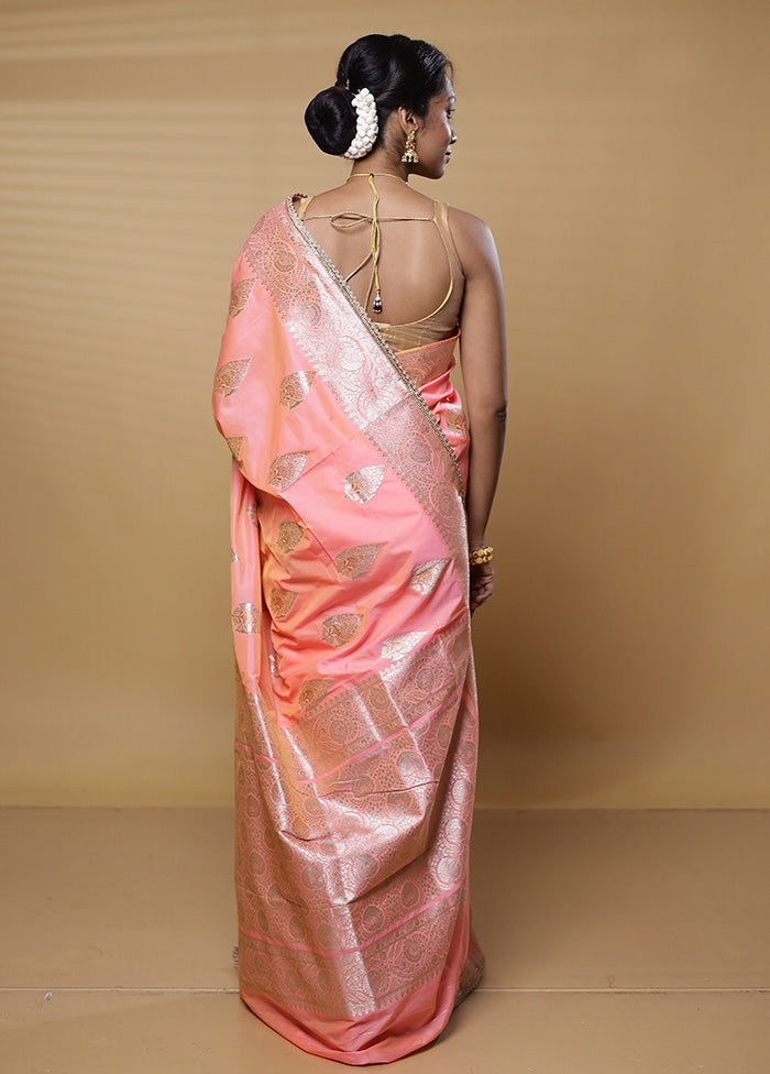 Pink Dupion Silk Saree With Blouse Piece