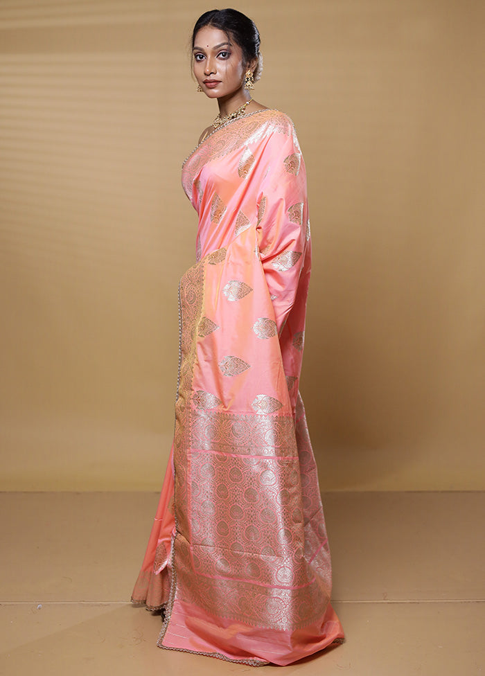 Pink Dupion Silk Saree With Blouse Piece