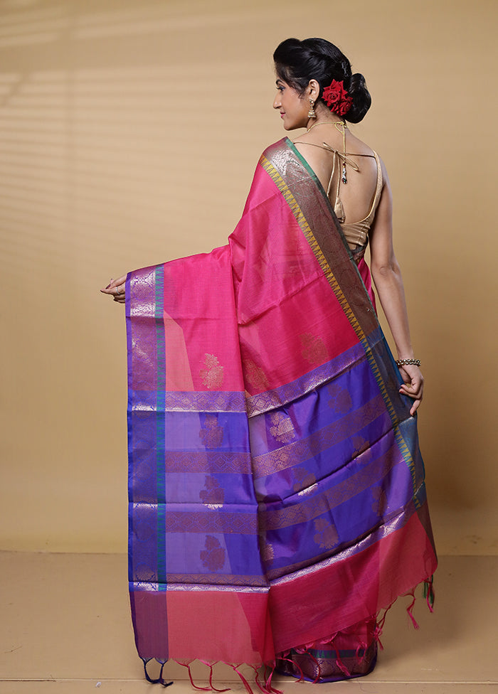 Pink Kota Cotton Saree With Blouse Piece